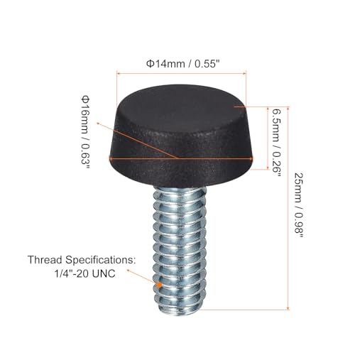 uxcell Adjustable Furniture Feet, 12Pcs 1/4"-20 UNC Thread - Furniture Leveling Leg Screw in Threaded for Table, Chairs, Sofa, Wardrobe (Black)