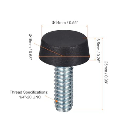 uxcell Adjustable Furniture Feet, 12Pcs 1/4"-20 UNC Thread - Furniture Leveling Leg Screw in Threaded for Table, Chairs, Sofa, Wardrobe (Black)