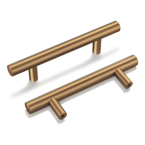 Goldenwarm 5 Pack Champagne Bronze Cabinet Pulls Brushed Gold Cabinet Handles 3 inch(76mm) Bronze Drawer Pulls Brass Drawer Handles Kitchen Bathroom Bedroom Furniture Hardware - color: Champagne Bronze, size: 3in Hole Centers