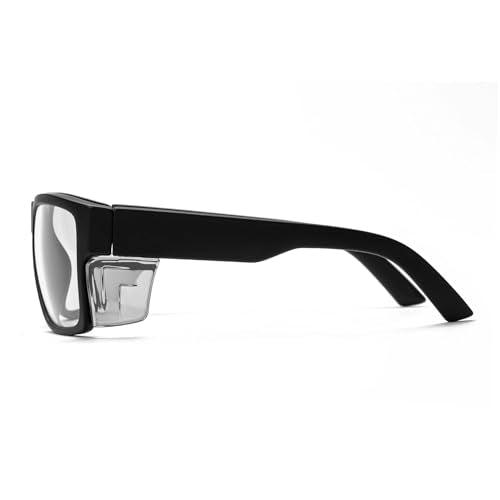 TransitionSafetyGlaseswith ANSI Z87+ImpactApproved Wraparound&Anti Bluelight UV400 - color: Matte Black（grey Shield)