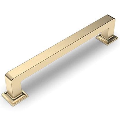 Amerdeco 10 Pack Brushed Brass Cabinet Pulls 5 Inch(128MM) Hole Centers Kitchen Cabinet Handles Cabinet Hardware Kitchen Handles for Cabinets Cupboard Handles Drawer Pulls ZH0019 - color: Brushed Brass, size: 5"/128MM Hole Center