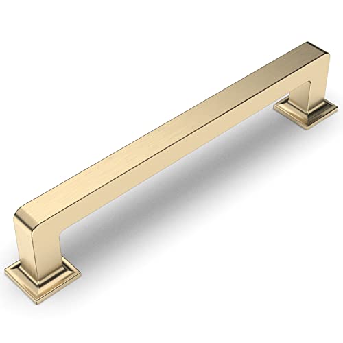 Amerdeco 10 Pack Brushed Brass Cabinet Pulls 6.3 Inch(160MM) Hole Centers Kitchen Cabinet Handles Cabinet Hardware Kitchen Handles for Cabinets Cupboard Handles Drawer Pulls ZH0019 - color: Brushed Brass, size: 6.25"/160MM Hole Center