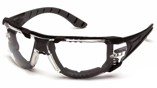 Pyramex Endeavor Plus Safety Glass Black/Gray Frame With Foam Padding Clear H2MAX Anti-fog Lens - color: Clear H2max Anti-fog Lens/ Black-gray Frame, style: Foam Padded