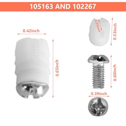 102267 105163 Plastic Sleeve and Screw Compatible with IKEA Furniture Hardware Part # 105163#102267 (Pack of 8)