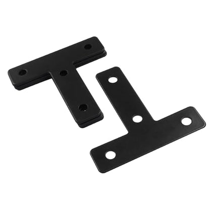 Bivethoi 20 Pcs T Shape Flat Mending Plates 60mm x 60mm (2.36" x 2.36") T Corner Braces T Bracket Connector Fixing Repair Plates for Wood Furniture, Cabinet, Windows, Black - size: 60x60mm/2.36"x2.36", style: T shape