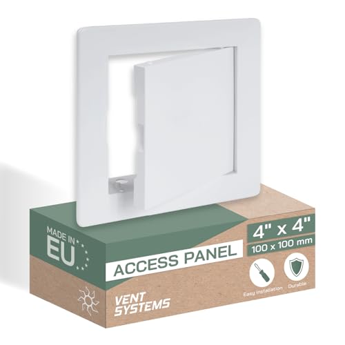 Vent Systems 4 x 4 Inch (Cut-Out) White ABS Plastic Access Panel - Access Door for Drywall, Wall, Ceiling - Electrical, Plumbing Service Wall Hole Cover - Inspection Door - 5.3 x 5.3 Inch (Outer) - size: 4 X 4 Inch / 100 X 100 Mm