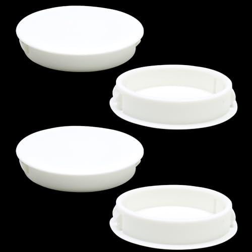EASYEAH 2"(50mm) Plastic Hole Plugs, Flush Type Panel Snap in Locking Door Screw Shelf Hole Plug, Round Drilling Hole Cover Cabinet Furniture Cupboard Shelves Insert End Caps, 4PCS White - size: 2"/50mm