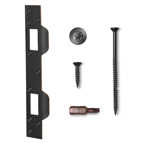Door Strike Plate Oil Rubbed Bronze, with Reinforced Torx/Star Screws & Bit, Double Hole Reinforcement Latch Striker for Exterior/Interior Deadbolt Door Knob(1, Oil Rubbed Bronze) - color: Oil Rubbed Bronze