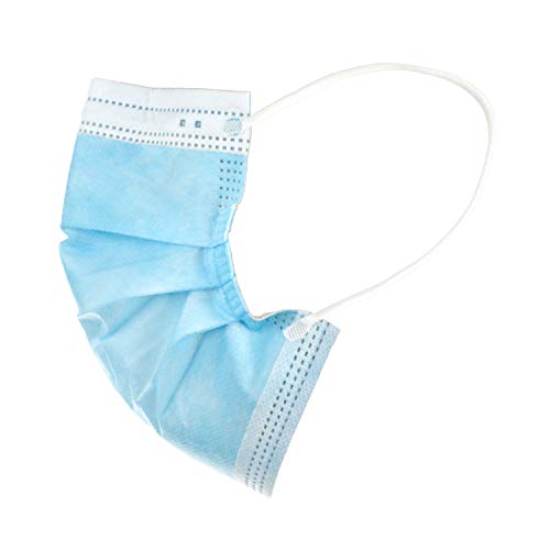 StringKing Disposable Face Masks for Protection - 3-Ply Mask - Premium Filter, Adjustable Metal Nose Piece and Elastic Band Ear Loops - Latex-Free (Box of 50 - Blue)