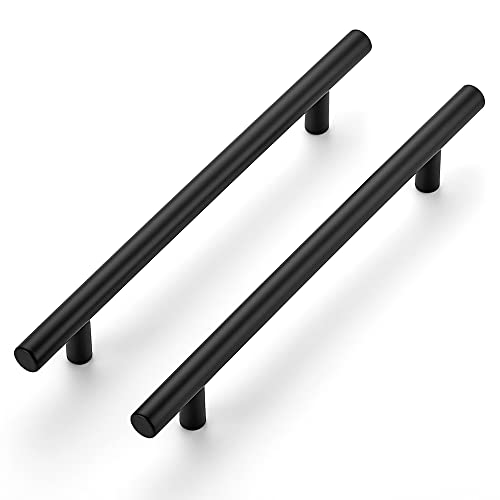 Ravinte 10 Pack 8-13/16 Inch Cabinet Handles Matte Black Stainless Steel Kitchen Drawer Pulls Cabinet Pulls 8-13/16"Length,6-1/4" Hole Center - size: 8-13/16 Inch（6-1/4 Inch Hole Center）