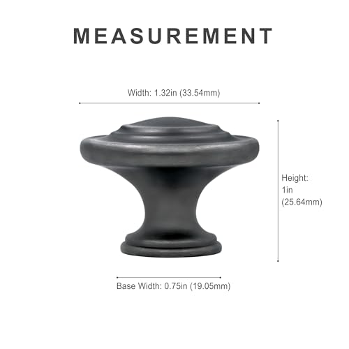 HESTIA HARDWARE 10 Pack | 1-1/3 Inch Round Pewter Silver Drawer Knob | Antique Drawer Knobs and Pulls, Kitchen Door Knobs for Cabinets Or Bathroom Cabinet Knobs | Dark Grey Dresser Knob(Z4.10.B) - color: Antique Silver