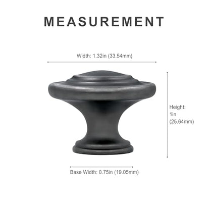 HESTIA HARDWARE 10 Pack | 1-1/3 Inch Round Pewter Silver Drawer Knob | Antique Drawer Knobs and Pulls, Kitchen Door Knobs for Cabinets Or Bathroom Cabinet Knobs | Dark Grey Dresser Knob(Z4.10.B) - color: Antique Silver