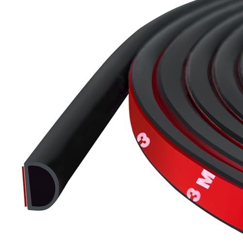 Weather Stripping Door Seal Self Adhesive Door Weather Strip Silicone D Shaped Seal Strip for Door Frame/Window Seal, 20FT, Black Color (9/16" W × 15/32" T) - color: Black, size: L (9/16" W × 15/32" T)