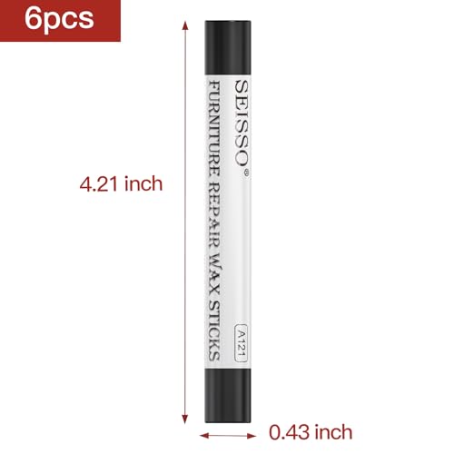 SEISSO Furniture Repair Crayon, 6 Pcs - Wood Filler Sticks, Scratch Repair Wax, Furniture Marking Repair - Scratch, Cracks, Hole, Table, Wood Floor, Guitar, Covering, Instrument Fill Sticks-Black - color: Black 6pcs