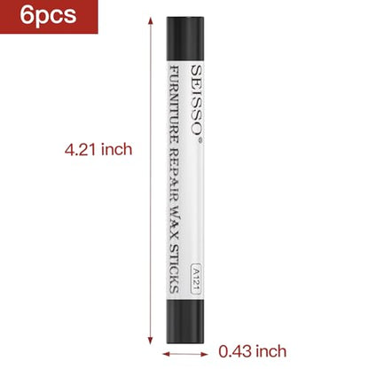 SEISSO Furniture Repair Crayon, 6 Pcs - Wood Filler Sticks, Scratch Repair Wax, Furniture Marking Repair - Scratch, Cracks, Hole, Table, Wood Floor, Guitar, Covering, Instrument Fill Sticks-Black - color: Black 6pcs