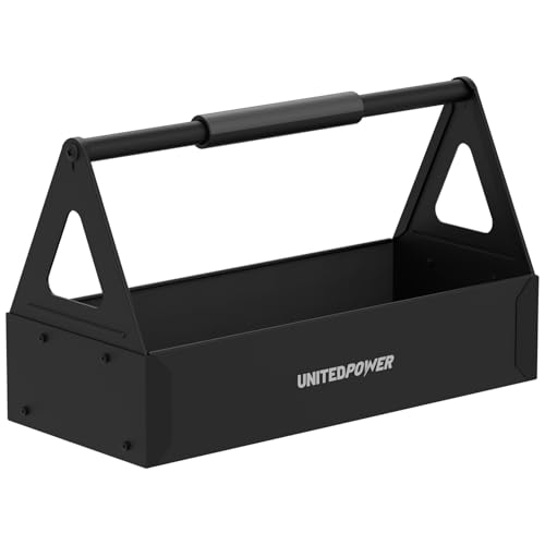 UNITEDPOWER Handy Tool Box, Portable Metal Tote Tray with comfortable grip handle, Tool Organization for Household, Warehouse, Repair Shop, Black - color: Black without Drawer