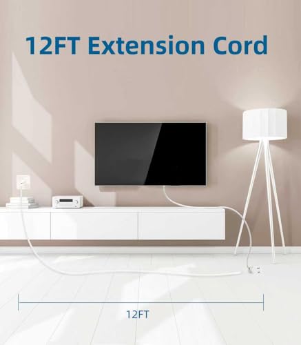 TiFFCOFiO Indoor Extension Cord, 2 Prong 12 Feet Extension Cord, 3 Polarized Outlets with Safety Slide Windows,13A/1625W, 16 AWG, 1 Pack - size: 12 Ft, 1 Pack