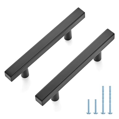 JOY DECOR 10 Pack 3 Inch Matte Black Square Cabinet Handles Stainless Steel Cabinet Hardware Pulls for Kitchen and Drawers with 5 Inch Overall Length - color: Matte Black, size: 3 Inch Hole Center