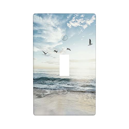 Beach Ocean Decorative Light Switch Cover Single Switch Plate Toggle Wall Plate 1 Gang Switch Cover Plate for Bathroom Living Room, 4.50 x 2.76 Inch - color: 1 Toggle Wall Plate