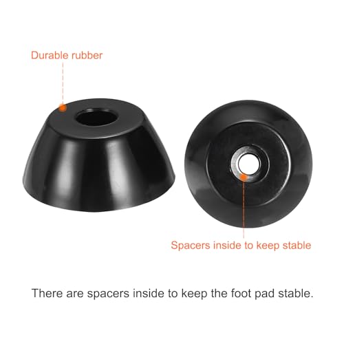 Cutting Board Feet, 4 Pack Round Rubber Feet Bumpers Non Slip Bumper Pads with Stainless Steel Screws for Furniture Chairs Desks Electronics (0.17" Wx0.51 H)