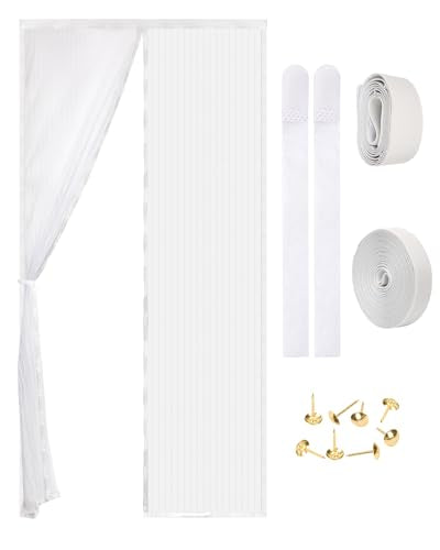 Magnetic Screen Door - Self Sealing, Heavy Duty, Hands Free Mesh Partition Keeps Bugs Out Let Breeze in- Pet and Kid Friendly - Keep Open Feature (White, Fit Door Size 32 x 78 Inch) - color: White, size: Fit Door Size 32 x 78 Inch
