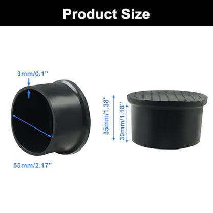 4Pcs Round Black Rubber Furniture Leg Caps, 2 Inch (50mm) Table Chair Leg Tips Caps, Floor Protectors - size: 2 Inch