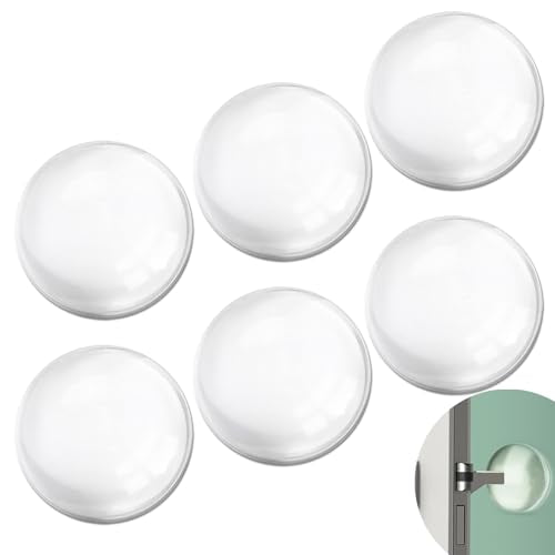 Door Stoppers for Wall with Strong Back Adhesive,No-Falling Round Door Knob Wall Protectors,Quiet, Shock Absorbent Silicone Door Knobs for Home, Bathroom,Office, 6 Pieces (Round Clearly) - color: Round clearly