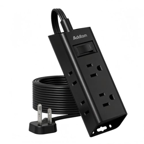Addtam Flat Plug Power Strip with 6 Outlet Extender, 10 FT Extension Cord Flat Wall Plug with Multiple Outlets, No Surge Protector for Cruise Ship, Travel, Dorm, Home Office, Cruise Essentials, Black - color: Black, size: 10 Ft
