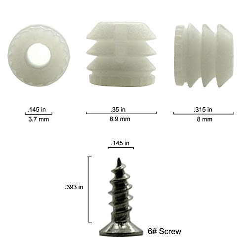 Plastic Hinge Dowel Inserts with Screws 100 Pack