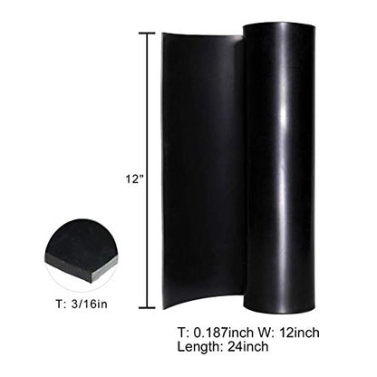 TORRAMI Neoprene Rubber Sheet Roll 3/16" (.187") Thick x 12" Wide x 24" Long for DIY Gaskets, Pads, Seals, Crafts, Flooring,Cushioning of Anti-Vibration, Anti-Slip - size: 12" Wide X 24" Long, style: 3/16 (.187)" Thick