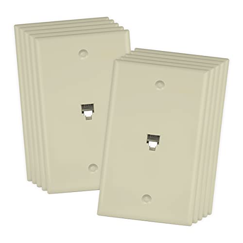 ENERLITES RJ11 Telephone Jack Wall Plate, 6-Position 6-Conductor 6P6C (2 Line Support), 1-Gang 4.50" x 2.76", 6631-I-10PCS, Ivory (10 Pack) - color: Ivory, size: 10 Pack
