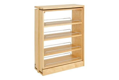 Rev-A-Shelf Pullout Shelf Organizer for Base Kitchen or Bathroom Cabinets, Wood Filler Pantry Storage or Spice Rack, Maple, 9" x 23" x 30", 432-BF-9C - size: 9" W