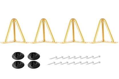 4 Inch Hairpin Legs Metal - 1/2” Dia 3 Rods Design - Mid Century Furniture Table Legs, DIY Furniture Hairpin Feet Gold for Nightstand, Coffee Table and TV Stand, Set of 4 - size: 4 Inch