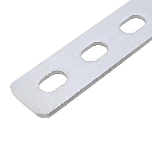 4pcs 16" Flat Straight Brace Brackets 16 Screw Stainless Steel Mending Repair Fixing Plate Joining Plates Connectors Long Slotted Braces for Furniture Table Chair