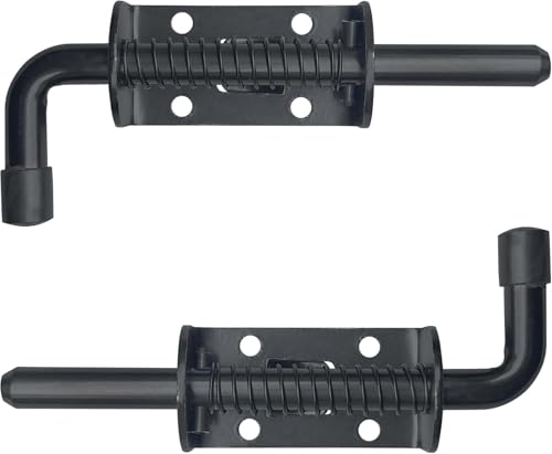 E-TING 2 Packs 5 Inch Spring Loaded Latch Pin with 8 Screws, Heavy Duty Sliding Door Lock Barrel Bolt Latch for Doors/Cabinets/Chests (Carbon Steel)