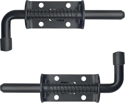E-TING 2 Packs 5 Inch Spring Loaded Latch Pin with 8 Screws, Heavy Duty Sliding Door Lock Barrel Bolt Latch for Doors/Cabinets/Chests (Carbon Steel)