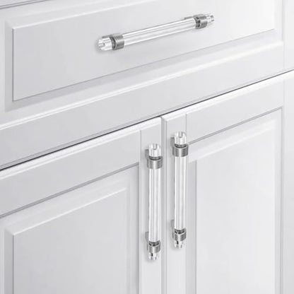 5 Pack Cabinet Handles, Crystal Drawer Pulls 3-3/4 inch Hole Center, Kitchen Cabinet Pulls Glass Dresser Pulls, Brushed Nickel - color: Brushed Nickel, size: Hole Center : 3-3/4 Inch (96mm), style: 5 Pack