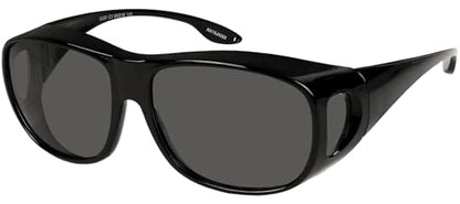 Fit Over Wrap Sunglasses Polarized Lens Wear Over Eyeglasses 100% UV Protection for Men and Women - color: 1 Pack: Black Frame and Grey Lens