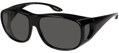 Fit Over Wrap Sunglasses Polarized Lens Wear Over Eyeglasses 100% UV Protection for Men and Women - color: 1 Pack: Black Frame and Grey Lens