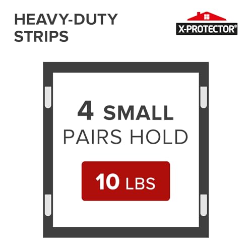 X-Protector Picture Hanging Strips - 20 Pairs Damage Free Picture Hangers - Self Adhesive Hangers Without Nails - Heavy Duty Wall Hanging Strips - Wall Sticky for Hanging Up to 10 LBS (Size S) - size: S
