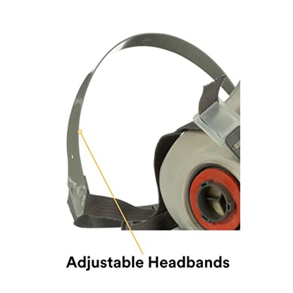 3M Half Facepiece Reusable Respirator 6200, NIOSH, Four-Point Harness, Comfortable Fit, Dual Airline Supplied Air Compatible, Bayonet Connections, Painting, Sanding, Cleaning, Medium - style: Medium