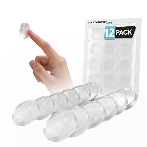 Strongest Wall Door Handle Stopper Set. 12 Pieces of Clear Rubber Door Knob, Round Wall Shield Cushion. Quiet Wall Protector for Door Handle. Guard Door Bumper Wall Protector Silencer - Self Adhesive - color: Clear, size: Small (Door 12 Pack)