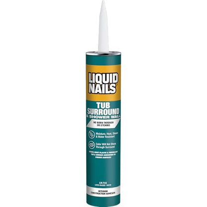 Liquid Nails - LN715 LIQUID NAILS LN-715 Tub Surround and Shower Adhesive (Low VOC) (10-Ounce) - size: 10 Ounce, style: Tub Surround