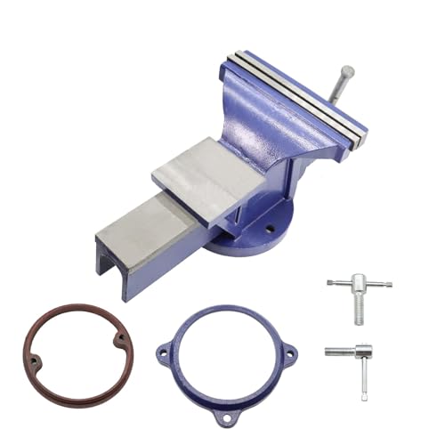 Nakkaa 10" Heavy Duty Bench Vise Cast Iron Vise with 360° Flexible Swivel Locking Base Home Work 10 Inch Swivel Bench Vice with Anvil - size: 10 Inch Bench Vise