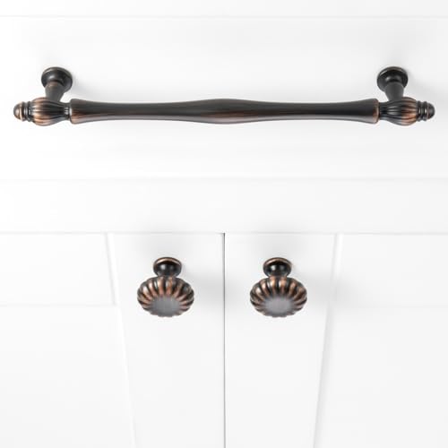 Oil Rubbed Bronze Cabinet Knobs Bronze Drawer Knobs, 10 Pack 1-1/4 Inch, 2510 Single Hole Cabinet Pulls for Kitchen Cabinets Drawers Bedroom Dresser Cupboard Bathroom Vanity - color: Oil Rubbed Bronze, size: Single Hole
