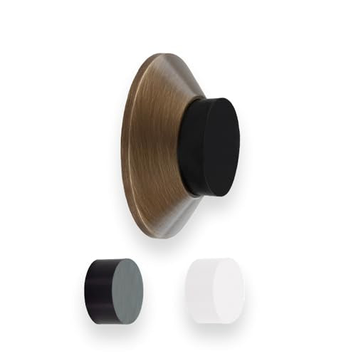 EVI Herrajes | Adhesive Door Stop | Wall Mounting | 1.37x0.59” | Brass Leather | Conical Shape | Two Rubbers Included | Installation with Adhesive or Screw - color: Leather Brass, size: 35x15mm