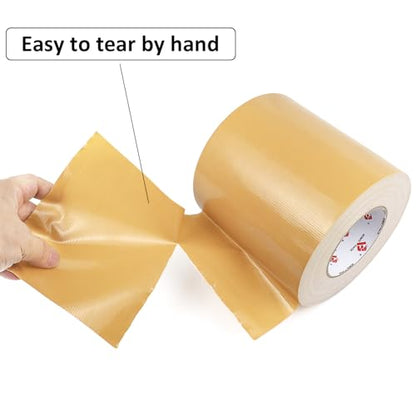 BOMEI PACK 6" Tan Beige Duct Tape 6 Inch,Heavy Duty Light Brown Wide Roll Tape,Strong Strength,Flexible,No Residue,Waterproof and Tear by Hand,Multi-Use Tan Duct Tape for Indoor & Outdoor Repairs - color: Tan