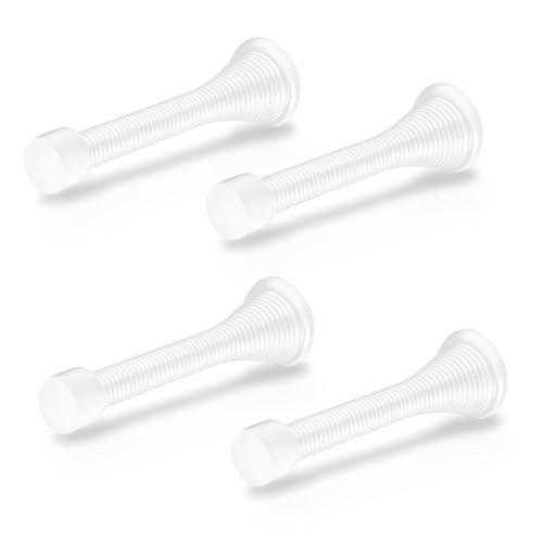 Door Stoppers for Wall – Spring Door Stopper – Door Stoppers – 3-1/4" – Door Stop – Pack of 4 – Door Stoppers for Bottom of Door – Doorstop – Door Spring – Door Stops for Wall – Home, Offices, Schools - color: White