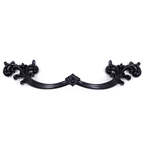 Jetland French Provincial Drawer Pulls - 4-Pack, Flat Black, 4" Hole Centers, Vintage Shabby Chic Pulls for Dresser Nightstand Cabinet, PW16190102 - color: Flat Black, size: 4 Inch Hole Centers