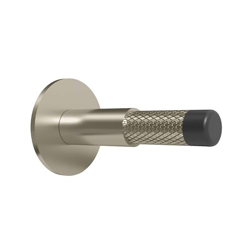 Mega Handles Knurled Baseboard Door Stopper - Heavy Duty Door Stoppers for Bottom of Door, Zinc Alloy Door Stops with Rubber Tip - Satin Nickel - color: Satin Nickel